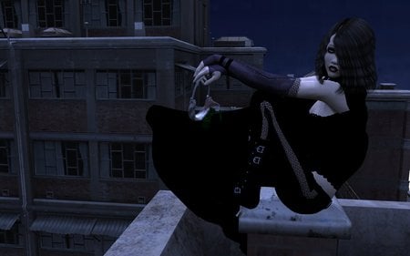 Rooftop Retreat - vampire, blood, female, roof, fangs, blood sucking