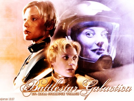 Battlestar Galactica - katee sackhoff, starbuck, collage, kara starbuck thrace, kara thrace, bsg, battlestar galactica