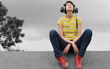 A girl !!! - tree, people, headphone, female