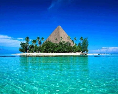 piramid - sky, island, oceans, beach, palms, piramid, nature