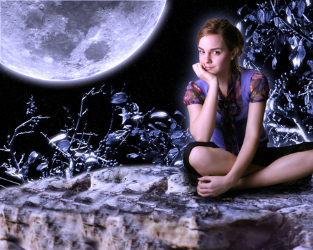 Emma Watson - moon, harry potter, british, hermione granger, emma, emma watson