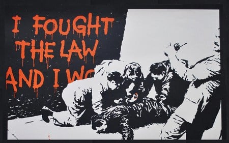 Banksy I Fought The Law - banksy, graffiti, fought, art, law