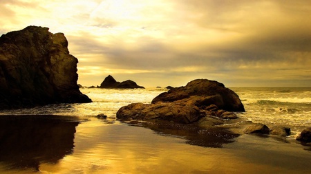 Beach in Sepia - nature, beach, ocean, sunset