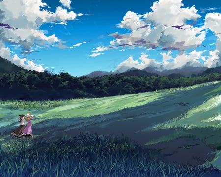 Beautiful View - view, touhou, sky, maribel han, panorama, clouds, usami renko