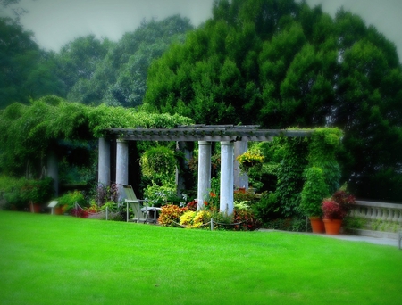 Dreams Garden - beautiful, flowers, garden, gazebo, villa