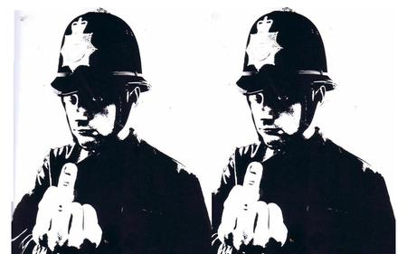 Banksy Rude Cop - cop, rude, art, banksy, graffiti, police