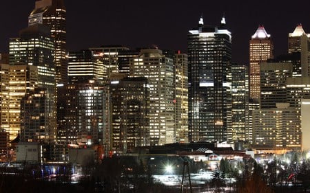 Calgary's Night - downtown, skyscrapers, nightview, calgary