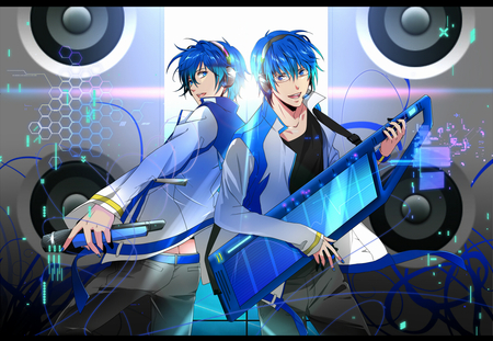 Kaito - male, blue hair, kaiton, vocaloid, music, anime, short hair