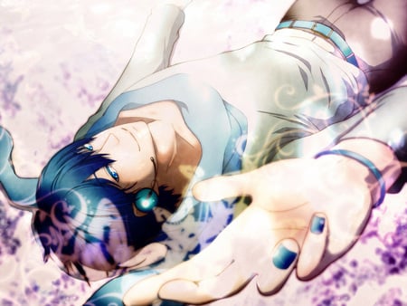 Kaito - male, blue hair, kaiton, vocaloid, headphones, anime, short hair