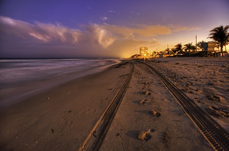 Sunrise - summer, beach, sunrise, reflection, sand, view, sky, clouds, trees, beautiful, sea, beauty, colors, lovely, ocean, florida, colorful, nature, lights, waves, peaceful