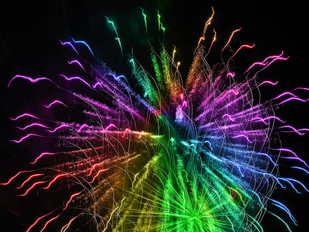 Rainbow Firework - awesome, rainbow, pretty, firework