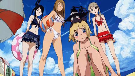 Soul Eater-Girls - girls, beach, swim, cat, female, witch, twins, eater, suits, soul