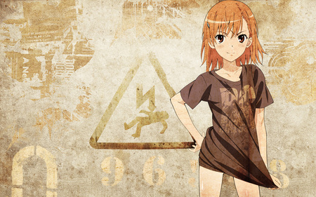 Railgun - gun, brown, girl, shirt, anime, rail