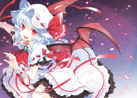 Remilia - hat, pretty, black, tohou, white, cute, ribbon, bow