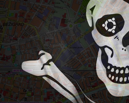 ubuntu pirate flag - map, ubuntu, pirate, skull