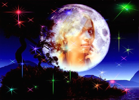 Kanchan Bagari: Fantasy Moon Wallpaper - moon, kanchan bagari, fantasy, heart, red, girl, cute, love