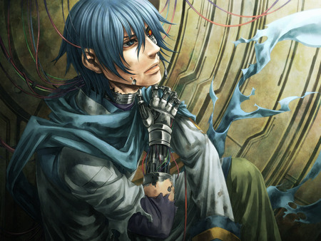 Kaito - kaito, short hair, vocaloid, blue eyes, anime, music, male, blue hair