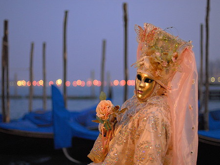 orange - mask, venice, rose, orange, carnival