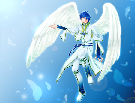 Kaito - male, blue hair, vocaloid, blue eyes, music, anime, kaito, short hair