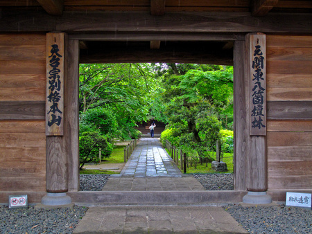 japanese garden gate - gate, japan, green, garden