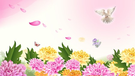 Summer Six - flowers, birds, summer, angel, firefox persona, pink, petals dove