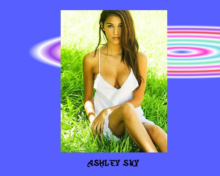 Grass stain`in your ..White dress! - beaut, ashley, model, grass, brunette, fine, sky