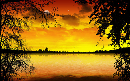 Amazing Sunset - nature, sunset, yellow, beautiful