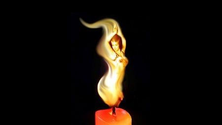 The Flame - woman, fire, hot, bright, girl, candle, flame, dancing