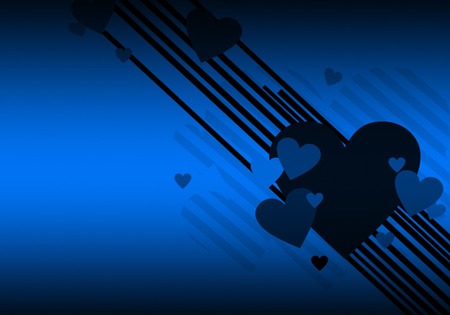 BLACK AND BLUE - vector, hearts, black, blue