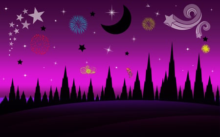 JUST A PREVIEW - moon, purple, trees, stars