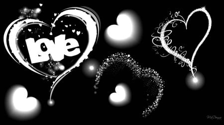 Love Lights - lights, black, valentines day, shiny, love, white, firefox persona, hearts, sparkles