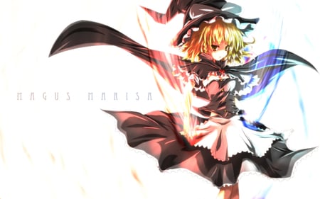 Marisa - white, touhou, bow, hat, marisa, black, kirisame