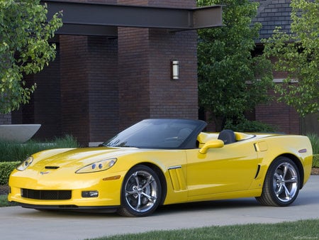 2010 vette-2 - yellow, chevrolet, outside, corvette, american, fast, convertible, car, auto, chevy, sportscar