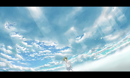 Sky - sky, horizon, clouds, vocaloid, weather, anime, girl, sun