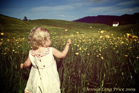 A Perfect Spring Day - flowers, girl, little, spring, field