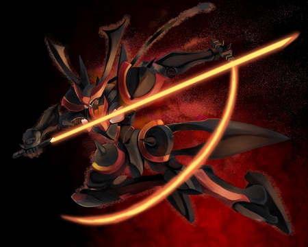 Masurao - dark, dual sword, gundam 00, red