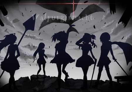 Walpurgisnacht - girl, shadows, anime, weapons, walpurgisnacht