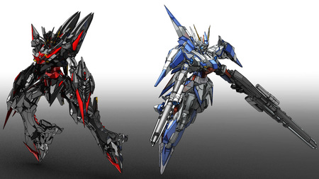 Black & White Gundam - black, white, blue, mecha, gundam