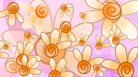 Floral Fantasy - flowers, transparent, fantasy, floral, layers, orange, pink, flora