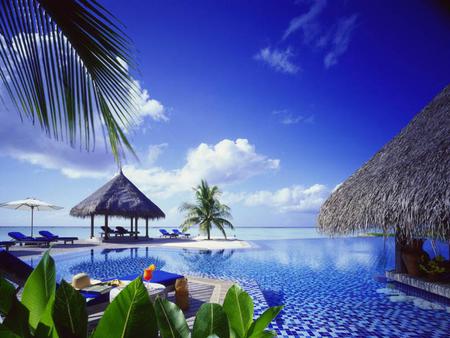 Beach - nature, sky, beach, trees, water