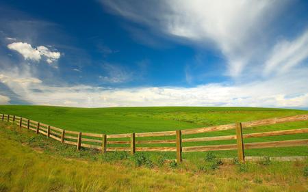 Behind-Fence - beauty, nature, sky, landscape, clouds, grass