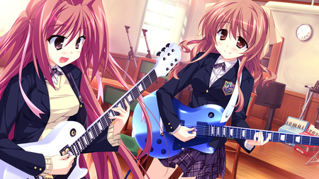 Guitars - girls, red hair, guitar, music, anime, long hair, song