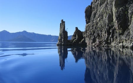 Cool blue - rock, mirror, water, blue