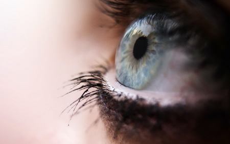 Behind blue eyes - close up, make up, people, eyes, photography, eye, wallpaper, picture, abstract, wall, blue, behind, photograph