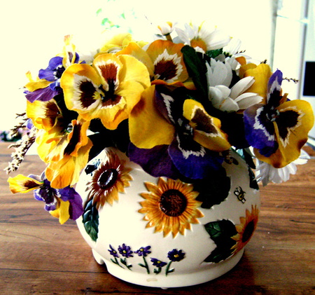 pansies for my friend CroZg - flowers, vase, beautiful, still life, pansies