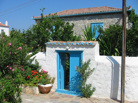 blue door - house, greece, door, blue