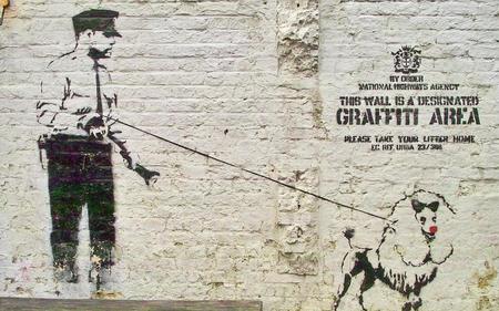 Banksy Designated Graffiti Area - poodle, police, banksy, graffiti, dog, cop, art