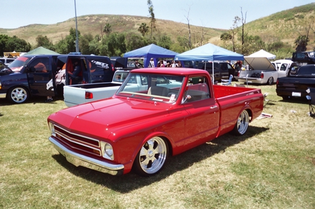 CLASSIC CHEVY TRUCK - pickup, sunny, hot, chevrolet, outside, truck, red, classic, show, day, chevy