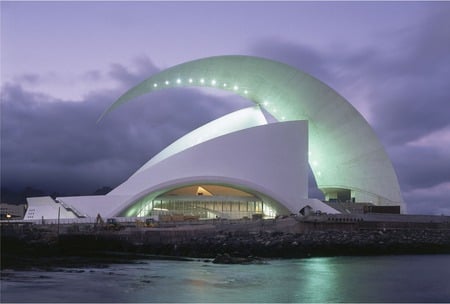 Calatrava, Tenerife - modern, tenerife, lights, night, building