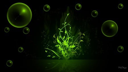 Green Nature Burst - nature, neon, plant, leaves, green, firefox persona, bubbles, vines